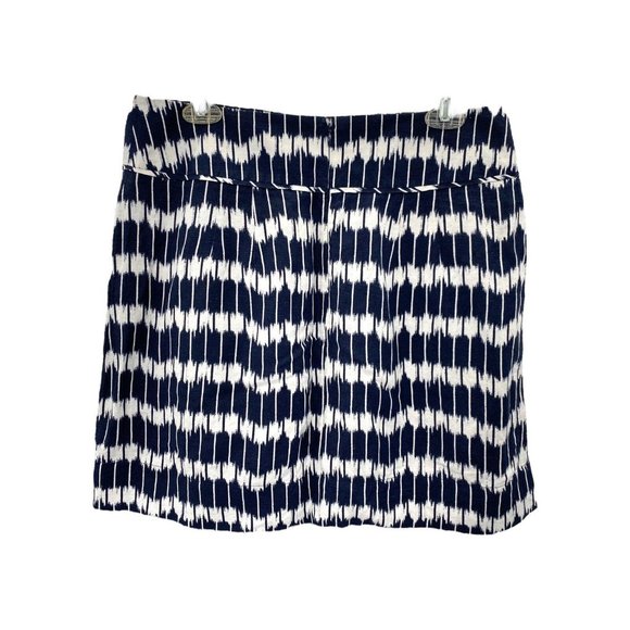 Ann Taylor‎ Loft Skirt Womens Size 10 Blue White Ikat Print Linen Blend Swing - Picture 3 of 5